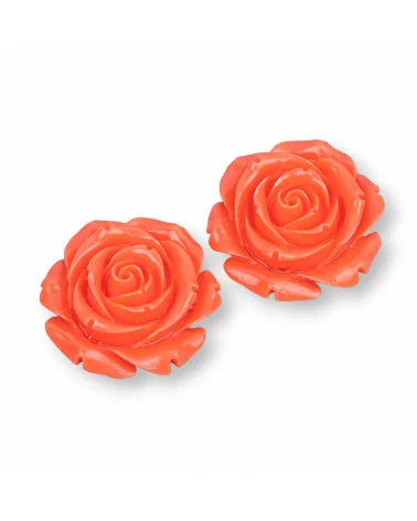 Componenti Di Resina Assortita Fiori 31mm 4pz Arancio-COMPONENTI DI RESINA | Worldofjewel.com