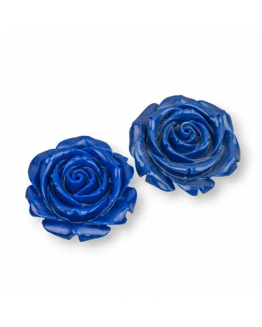 Componenti Di Resina Assortita Fiori 31mm 4pz Blu-COMPONENTI DI RESINA | Worldofjewel.com