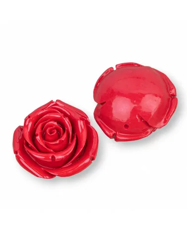 Componenti Di Resina Assortita Fiori 35mm 3pz Rosso-COMPONENTI DI RESINA | Worldofjewel.com