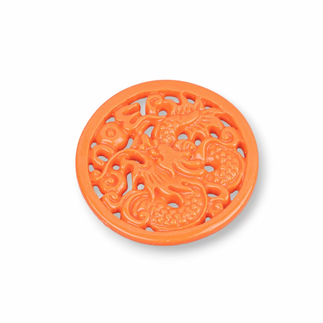 Componenti Di Resina Assortita Tondo 35mm 4pz Arancio-COMPONENTI DI RESINA | Worldofjewel.com