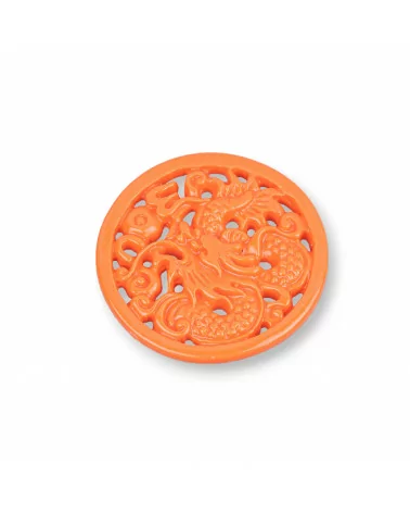 Componenti Di Resina Assortita Tondo 35mm 4pz Arancio-COMPONENTI DI RESINA | Worldofjewel.com