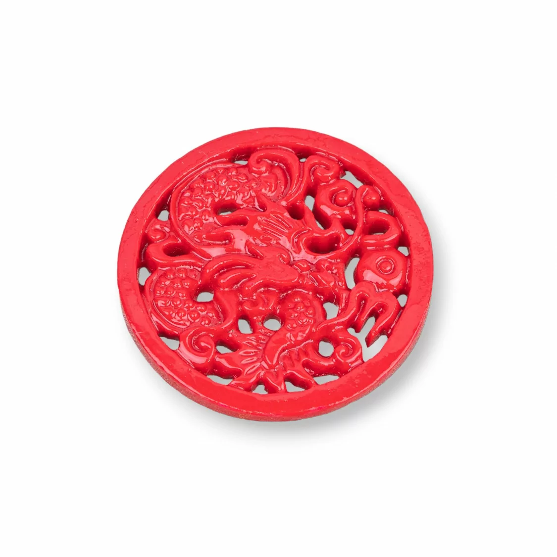 Componenti Di Resina Assortita Tondo 35mm 4pz Rosso-COMPONENTI DI RESINA | Worldofjewel.com