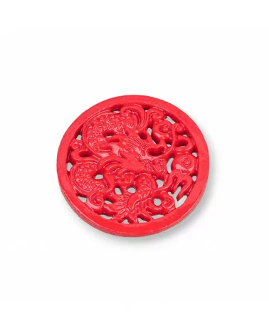 Componenti Di Resina Assortita Tondo 35mm 4pz Rosso-COMPONENTI DI RESINA | Worldofjewel.com