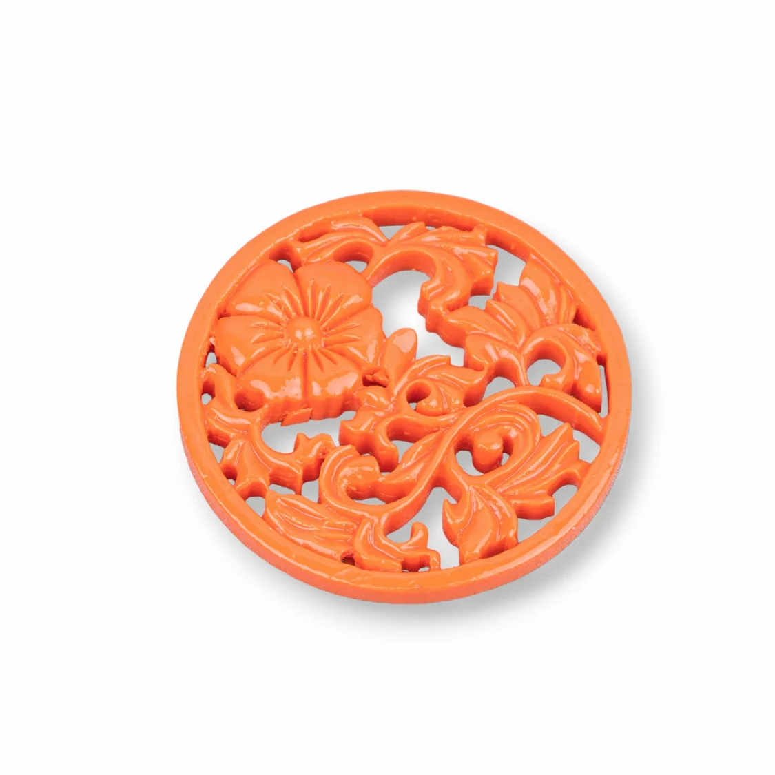 Componenti Di Resina Assortita Tondo Forato 35mm 4pz Arancio-COMPONENTI DI RESINA | Worldofjewel.com