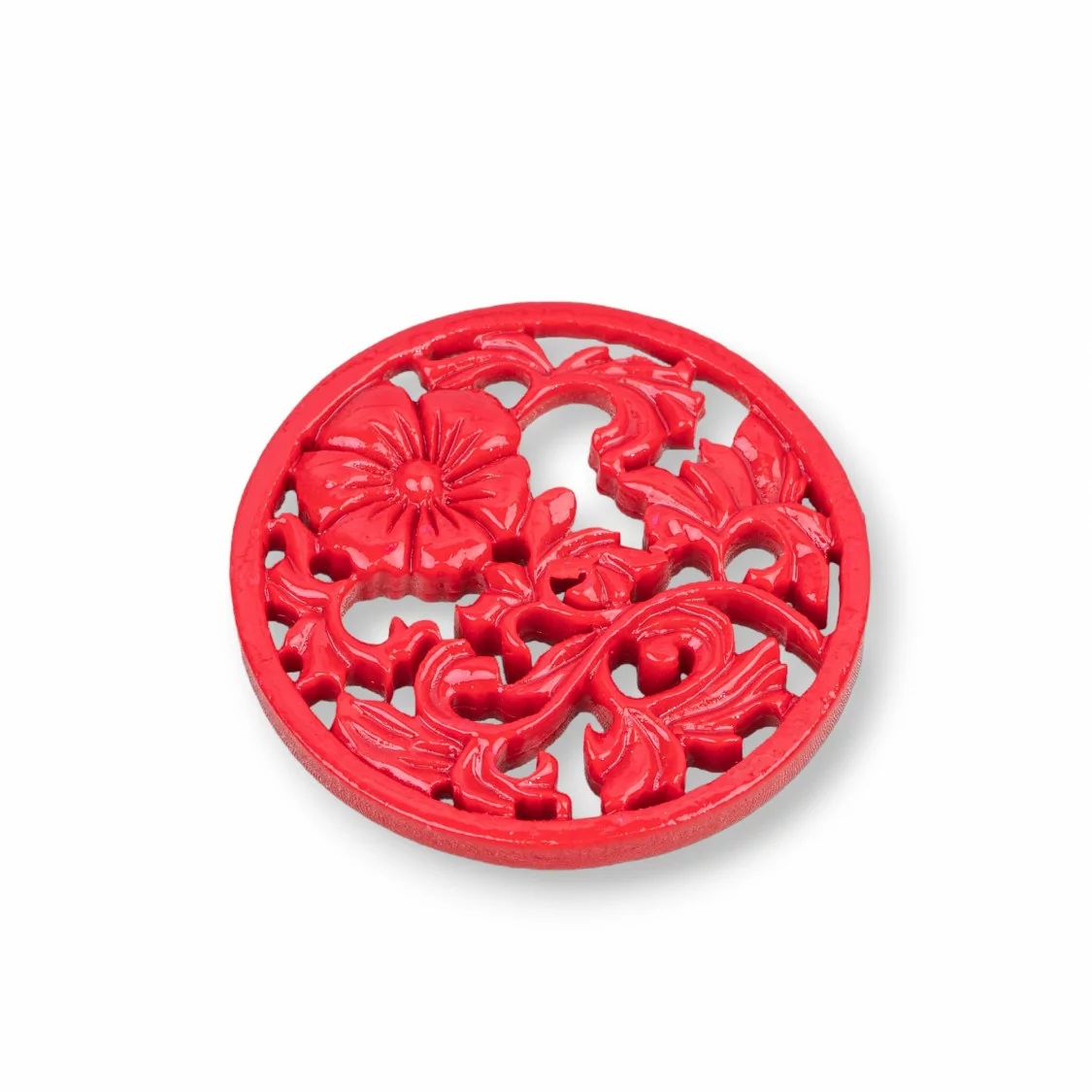 Componenti Di Resina Assortita Tondo Forato 35mm 4pz Rosso-COMPONENTI DI RESINA | Worldofjewel.com