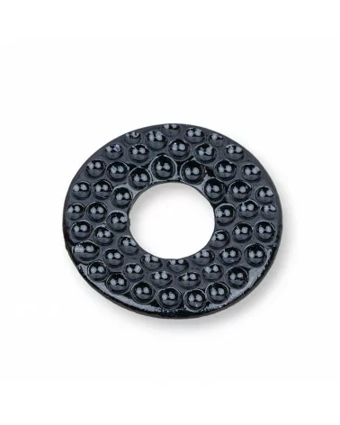 Componenti Di Resina Assortita Toroide 38mm 4pz Nero-COMPONENTI DI RESINA | Worldofjewel.com