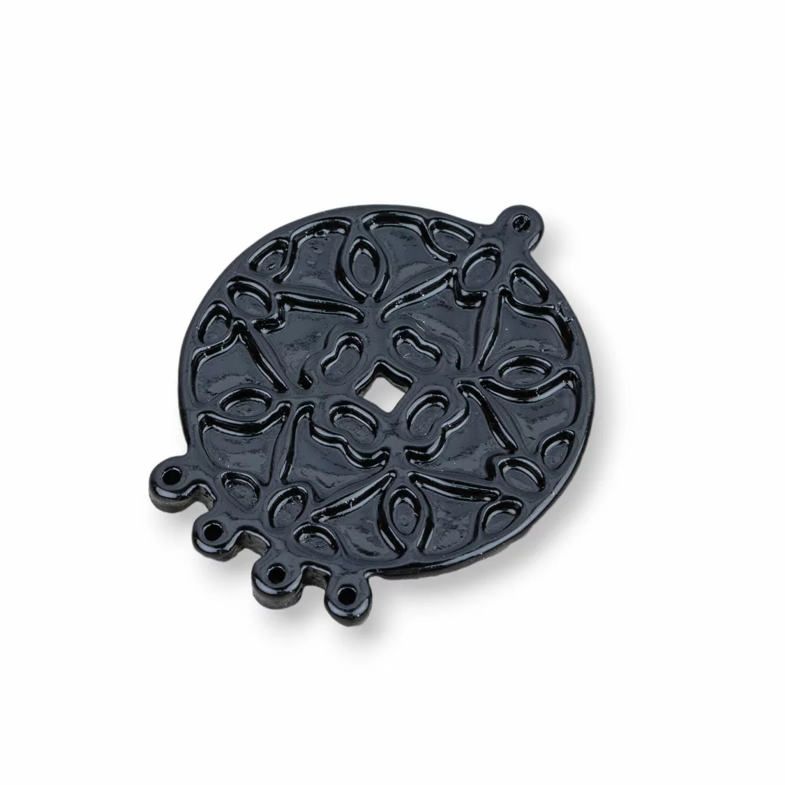 Componenti Di Resina Assortita Medaglia 32x39mm 4pz Nero-COMPONENTI DI RESINA | Worldofjewel.com