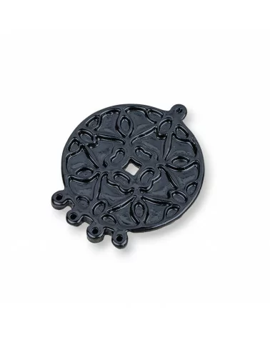 Componenti Di Resina Assortita Medaglia 32x39mm 4pz Nero-COMPONENTI DI RESINA | Worldofjewel.com