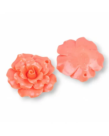 Componenti Di Resina Assortita Fiore 34mm 4pz Arancio-COMPONENTI DI RESINA | Worldofjewel.com