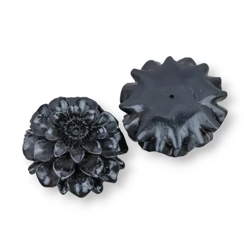 Assorted Resin Components Flower 35mm 3pcs Schwarz