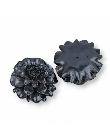 Componenti Di Resina Assortita Fiore 35mm 3pz Nero-COMPONENTI DI RESINA | Worldofjewel.com