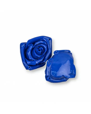 Componenti Di Resina Assortita Fiore 36x27mm 4pz Blu-COMPONENTI DI RESINA | Worldofjewel.com