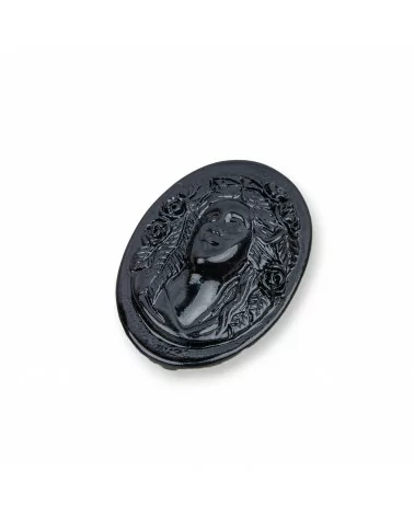 Componenti Di Resina Assortita Ovale Cammeo 25x35mm 3pz Nero-COMPONENTI DI RESINA | Worldofjewel.com