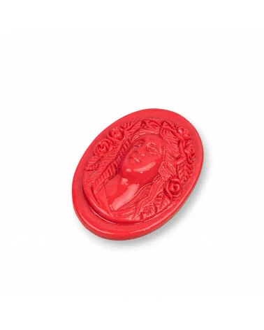 Componenti Di Resina Assortita Ovale Cammeo 25x35mm 3pz Rosso-COMPONENTI DI RESINA | Worldofjewel.com