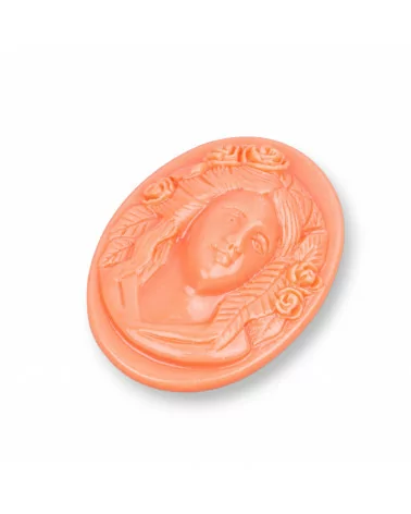 Componenti Di Resina Assortita Ovale Cammeo 35x45mm 2pz Arancio-COMPONENTI DI RESINA | Worldofjewel.com