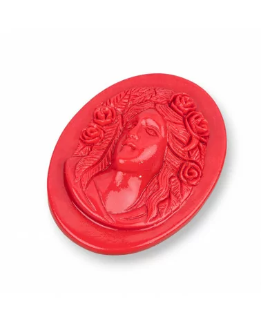 Componenti Di Resina Assortita Ovale Cammeo 37x50mm 1pz Rosso-COMPONENTI DI RESINA | Worldofjewel.com