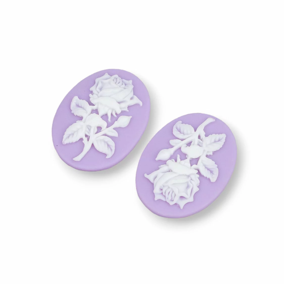 Componenti Di Resina Assortita Ovale Cammeo Fiore 22x30mm 5pz Lavanda-COMPONENTI DI RESINA | Worldofjewel.com