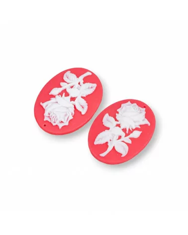 Componenti Di Resina Assortita Ovale Cammeo Fiore 22x30mm 5pz Rosso-COMPONENTI DI RESINA | Worldofjewel.com