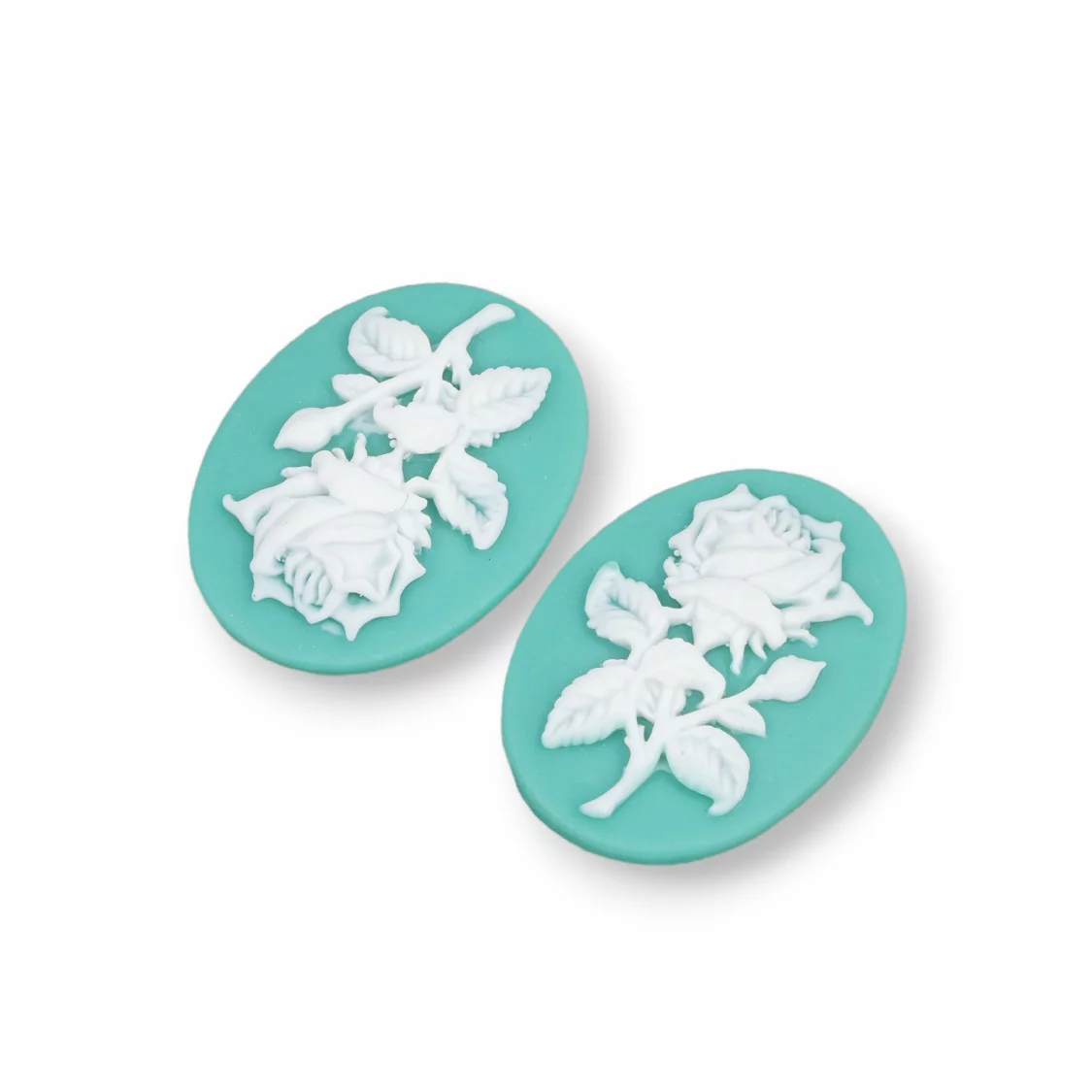 Componenti Di Resina Assortita Ovale Cammeo Fiore 22x30mm 5pz Verde-COMPONENTI DI RESINA | Worldofjewel.com