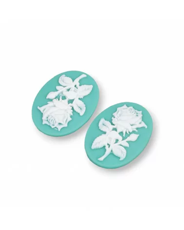 Componenti Di Resina Assortita Ovale Cammeo Fiore 22x30mm 5pz Verde-COMPONENTI DI RESINA | Worldofjewel.com