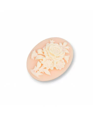 Componenti Di Resina Assortita Ovale Cammeo Fiore 30x40mm 3pz Rosa-COMPONENTI DI RESINA | Worldofjewel.com