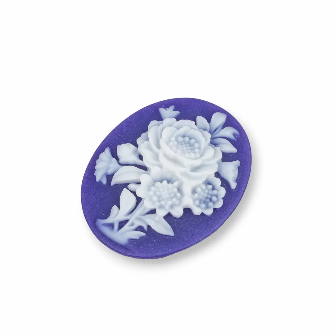 Componenti Di Resina Assortita Ovale Cammeo Fiore 30x40mm 3pz Viola-COMPONENTI DI RESINA | Worldofjewel.com