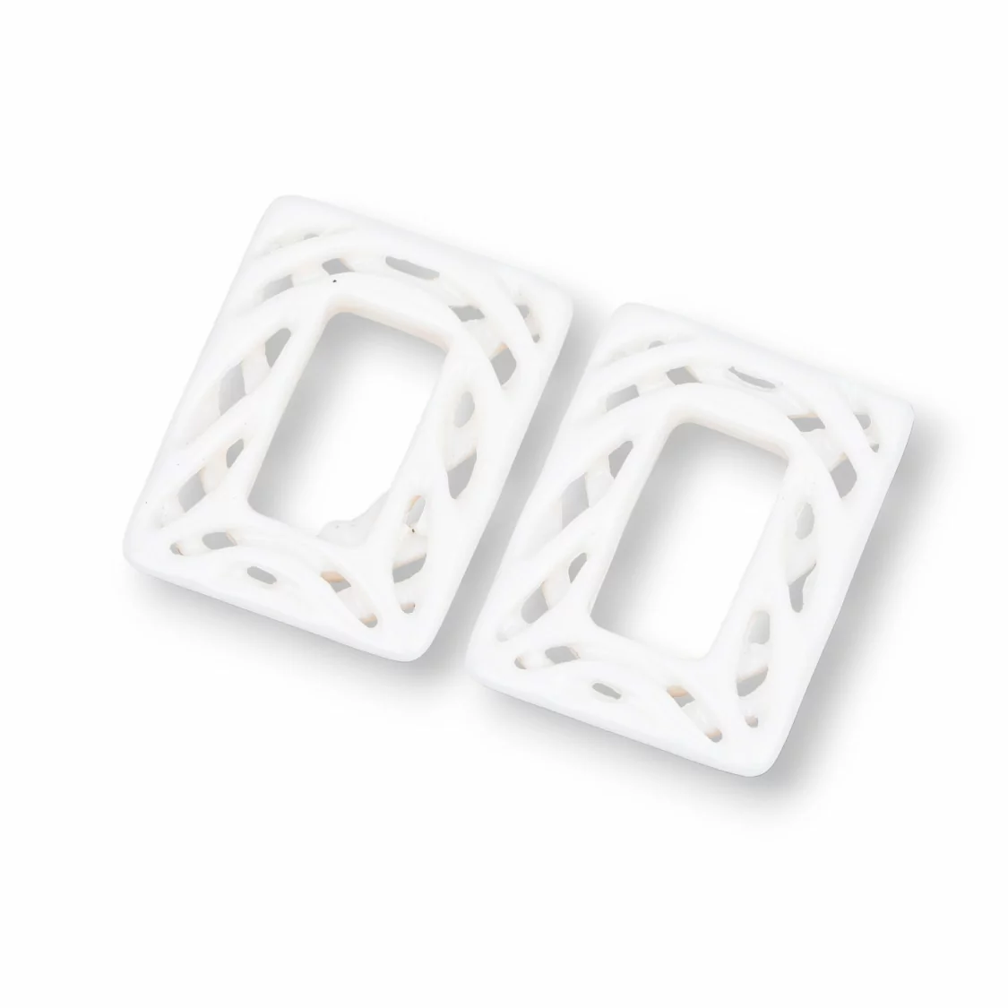 Componenti Di Resina Assortita Rettangolo Forato 22x30mm 4pz Bianco-COMPONENTI DI RESINA | Worldofjewel.com