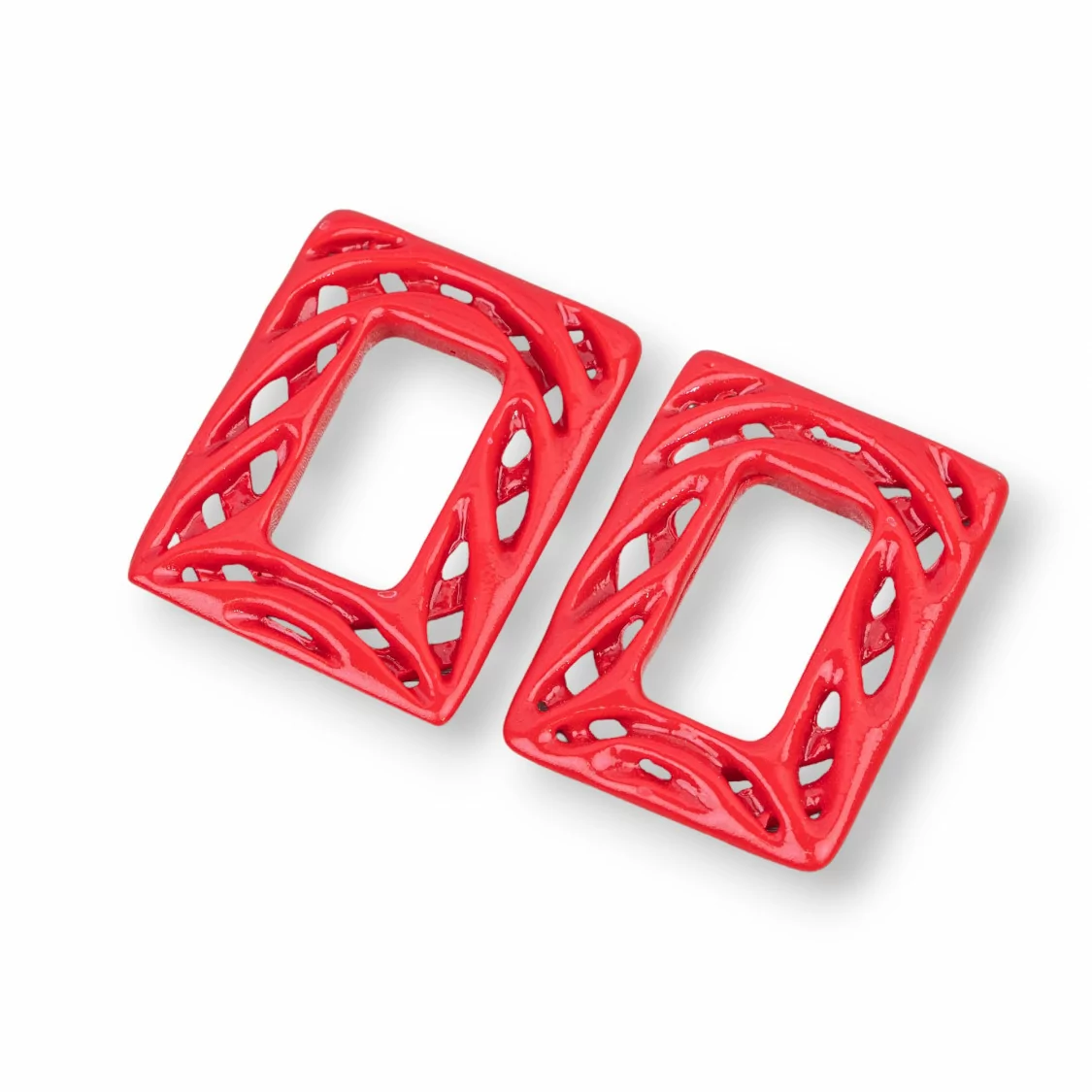 Componenti Di Resina Assortita Rettangolo Forato 22x30mm 4pz Rosso-COMPONENTI DI RESINA | Worldofjewel.com