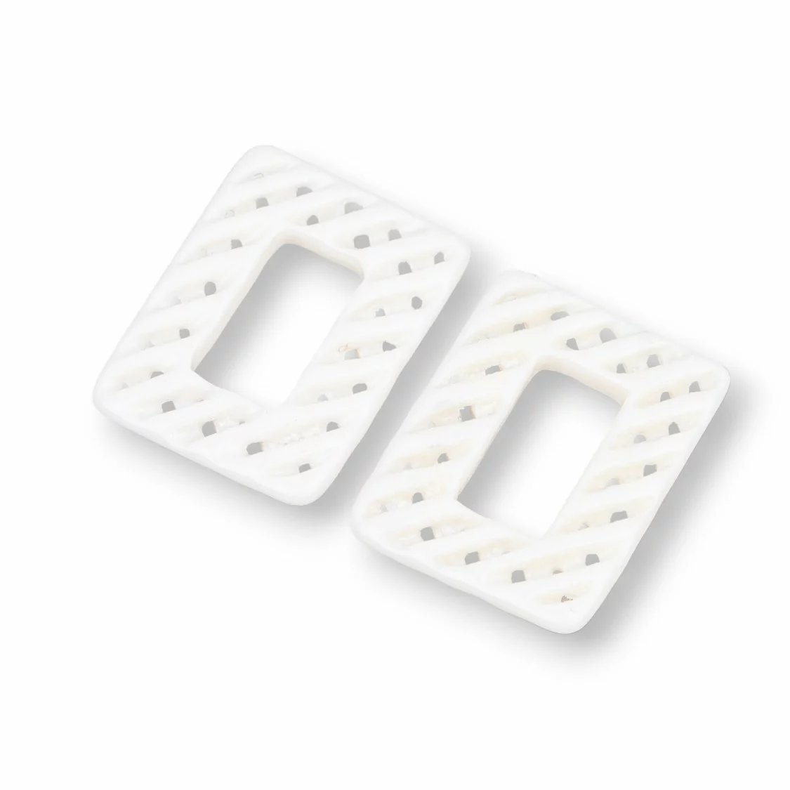 Componenti Di Resina Assortita Rettangolo Forato 23x30mm 4pz Bianco-COMPONENTI DI RESINA | Worldofjewel.com