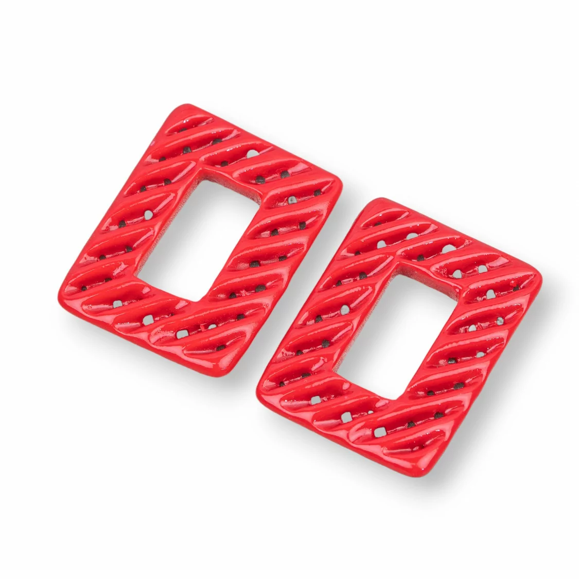 Componenti Di Resina Assortita Rettangolo Forato 23x30mm 4pz Rosso-COMPONENTI DI RESINA | Worldofjewel.com