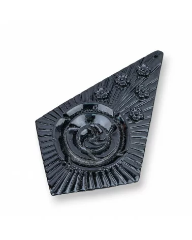 Componenti Di Resina Assortita Aquilone 40x68mm 2pz Nero-COMPONENTI DI RESINA | Worldofjewel.com