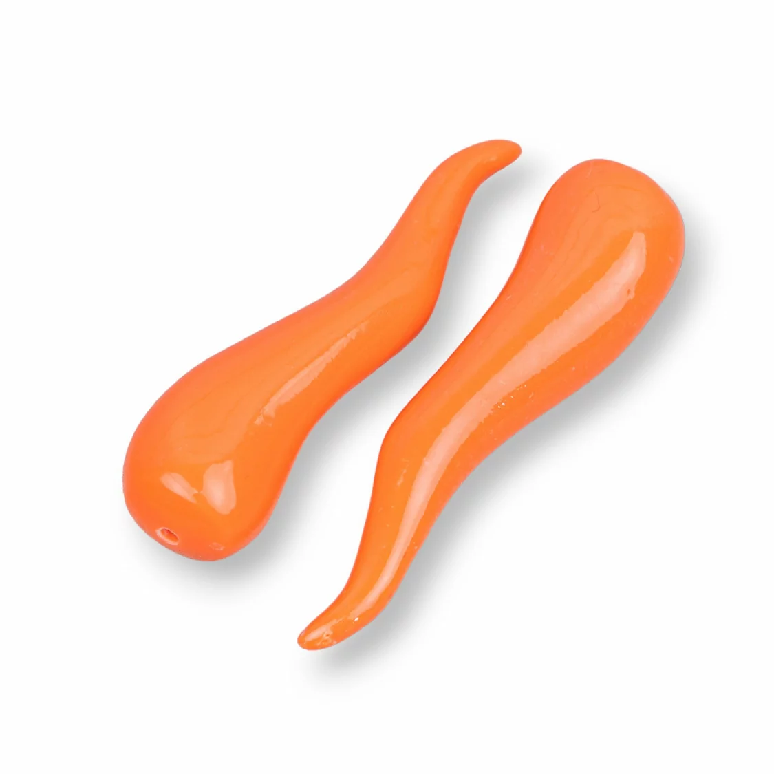 Componenti Di Resina Assortita Cornetto 1 Foro 10x40mm 5pz Arancio-COMPONENTI DI RESINA | Worldofjewel.com