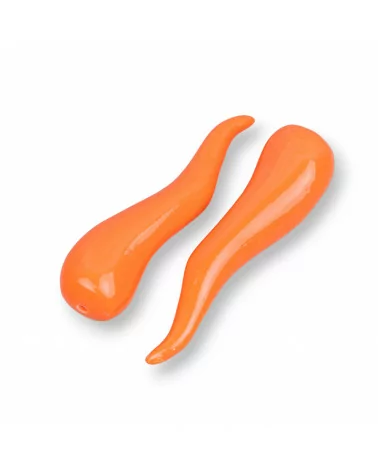 Componenti Di Resina Assortita Cornetto 1 Foro 10x40mm 5pz Arancio-COMPONENTI DI RESINA | Worldofjewel.com