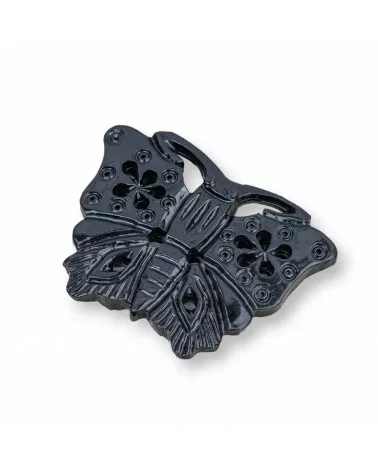 Componenti Di Resina Assortita Farfalla 44x33mm 3pz Nero-COMPONENTI DI RESINA | Worldofjewel.com