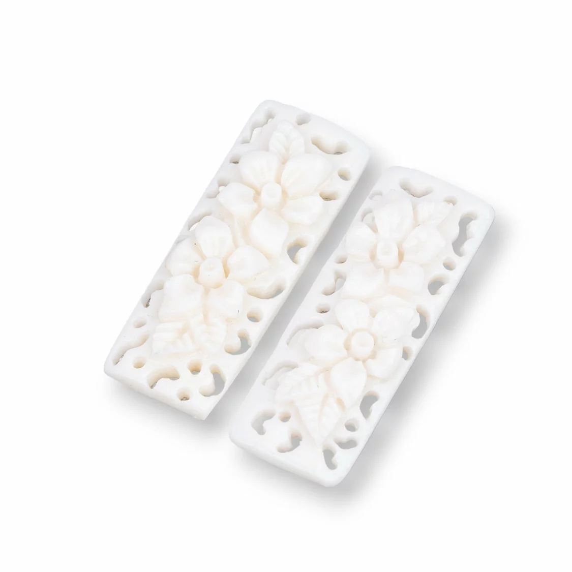 Componenti Di Resina Assortita Rettangolo Forato 13x36mm 5pz Bianco-COMPONENTI DI RESINA | Worldofjewel.com