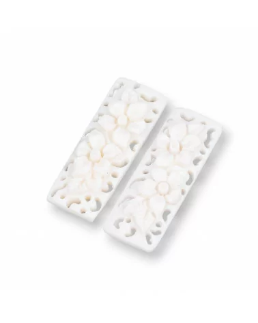 Componenti Di Resina Assortita Rettangolo Forato 13x36mm 5pz Bianco-COMPONENTI DI RESINA | Worldofjewel.com