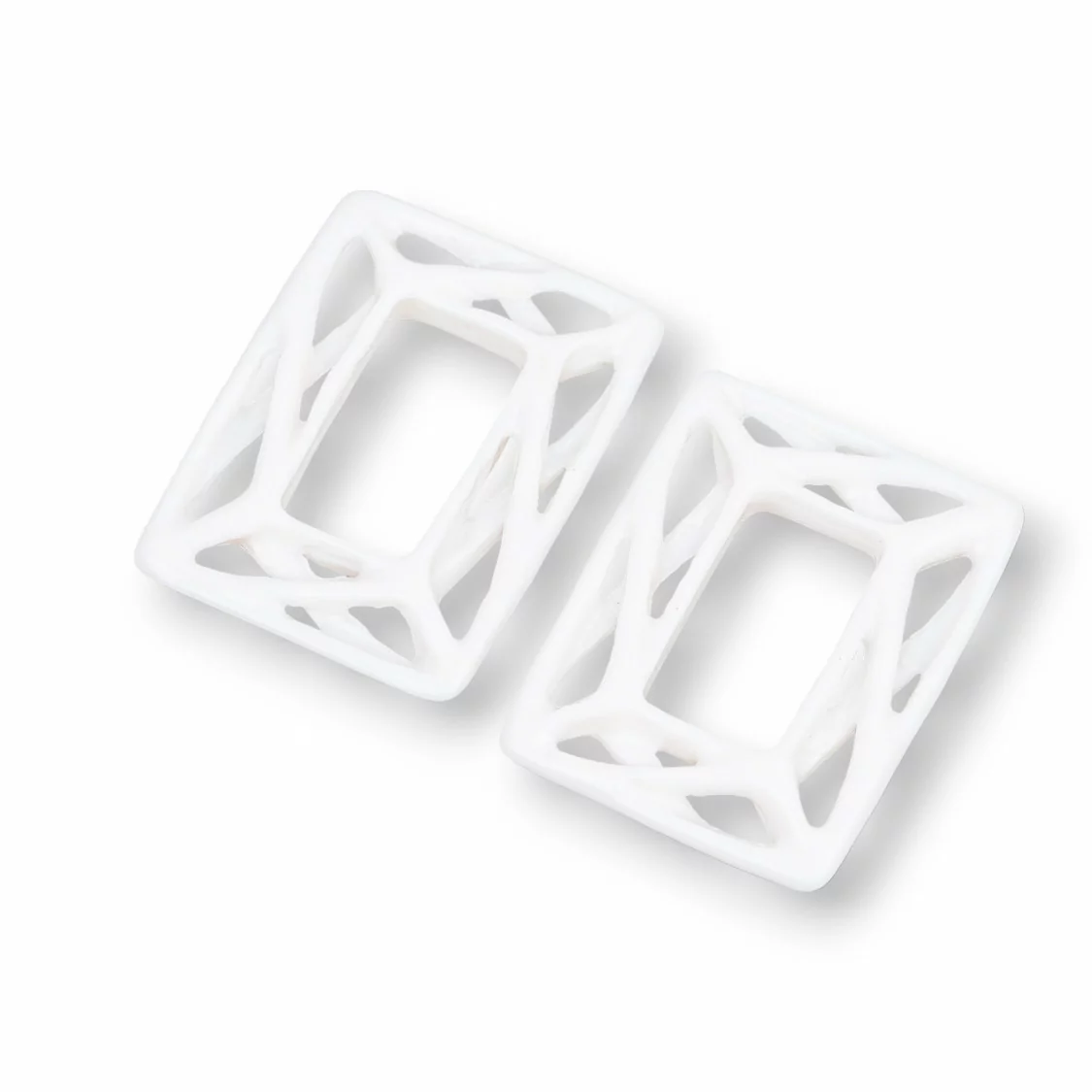 Componenti Di Resina Assortita Rettangolo Forato MOD2 22x30mm 4pz Bianco-COMPONENTI DI RESINA | Worldofjewel.com