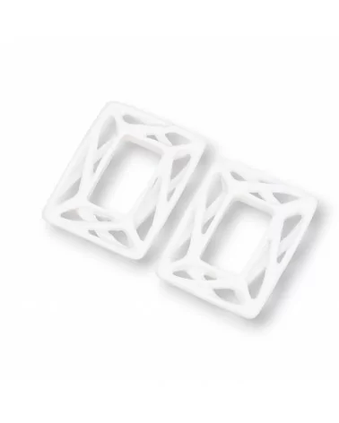 Componenti Di Resina Assortita Rettangolo Forato MOD2 22x30mm 4pz Bianco-COMPONENTI DI RESINA | Worldofjewel.com