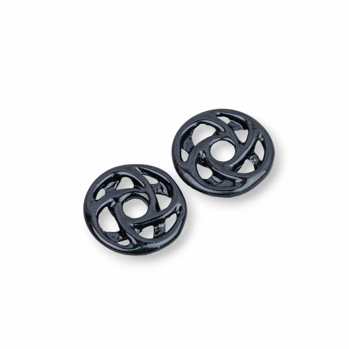 Componenti Di Resina Assortita Tondo Forato 20mm 8pz Nero-COMPONENTI DI RESINA | Worldofjewel.com