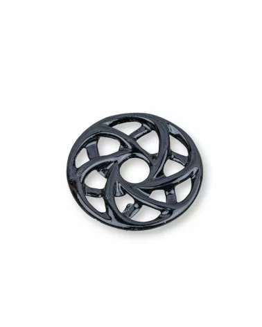 Componenti Di Resina Assortita Tondo Forato 35mm 3pz Nero-COMPONENTI DI RESINA | Worldofjewel.com