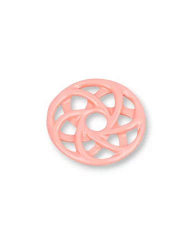 Componenti Di Resina Assortita Tondo Forato 35mm 3pz Rosa-COMPONENTI DI RESINA | Worldofjewel.com