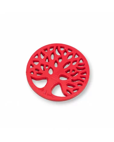 Componenti Di Resina Assortita Albero Della Vita 40mm 3pz Rosso-COMPONENTI DI RESINA | Worldofjewel.com