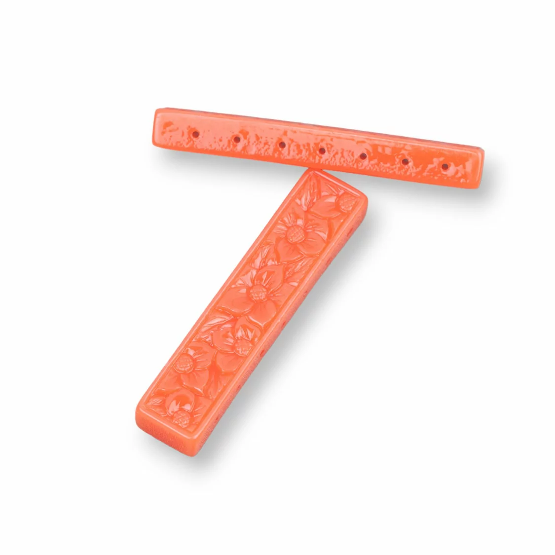 Componenti Di Resina Assortita Barretta Incisa Multifilo 50x10mm 5pz Arancio-COMPONENTI DI RESINA | Worldofjewel.com