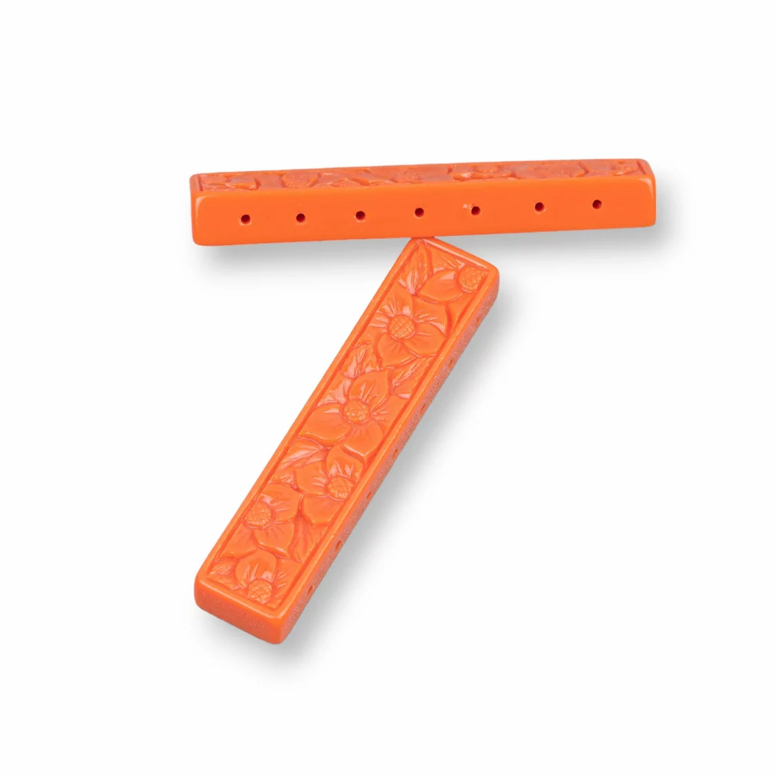 Componenti Di Resina Assortita Barretta Incisa Multifilo 50x10mm 5pz Arancio Intenso-COMPONENTI DI RESINA | Worldofjewel.com