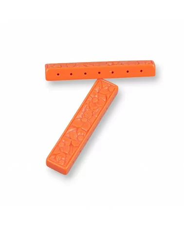 Componenti Di Resina Assortita Barretta Incisa Multifilo 50x10mm 5pz Arancio Intenso-COMPONENTI DI RESINA | Worldofjewel.com