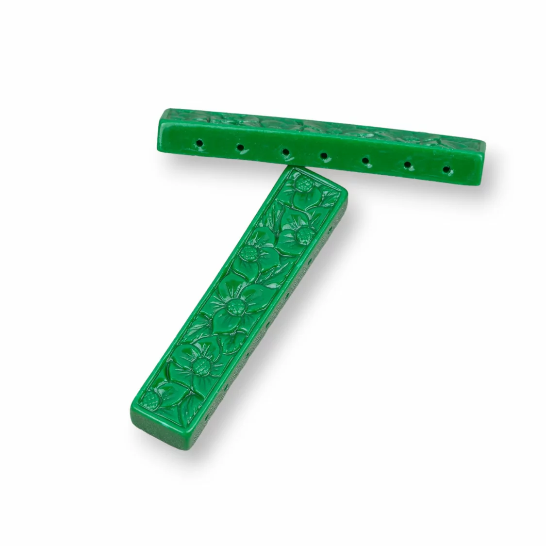 Componenti Di Resina Assortita Barretta Incisa Multifilo 50x10mm 5pz Verde-COMPONENTI DI RESINA | Worldofjewel.com