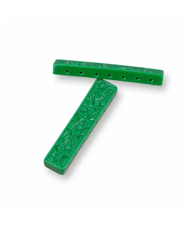 Componenti Di Resina Assortita Barretta Incisa Multifilo 50x10mm 5pz Verde-COMPONENTI DI RESINA | Worldofjewel.com