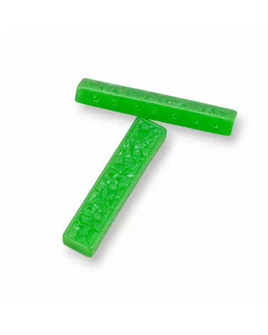 Componenti Di Resina Assortita Barretta Incisa Multifilo 50x10mm 5pz Verde Chiaro-COMPONENTI DI RESINA | Worldofjewel.com