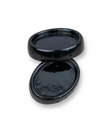 Componenti Di Resina Assortita Base Castone Ovale 36x27mm Interno 22x30mm 3pz Nero-COMPONENTI DI RESINA | Worldofjewel.com