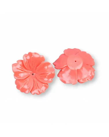 Componenti Di Resina Assortita Fiore 30mm 5pz Arancio-COMPONENTI DI RESINA | Worldofjewel.com